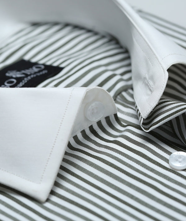 Green Striped Formal Shirt