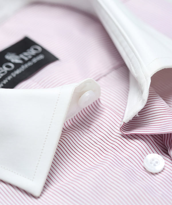 Crimson Stripe Contrast Collar Shirt